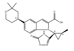 CAS：2212021-83-3 5-[(S)-2,2-Dimethyltetrahydro-2H-pyran-4-yl]-1-[(1S,2S)-2-methyl-1-(5-oxo-4,5-dihydro-1,2,4-oxadiazol-3-yl)cyclopropyl]-1H-indole-2-carboxylic Acid