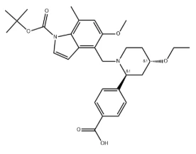 CAS：2803364-77-2 4-((2S,4S)-4-ethoxy-1-((tert-butoxycarbonyl-5-methoxy-7-methyl-1H-indol-4-yl)methyl)piperidin-2-yl)benzoicacid