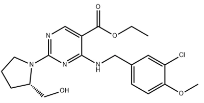 5-PyriMidinecarboxylic Acid,4-[[(3-chloro-4-Methoxyphenyl)Methyl]aMino]-2-[(2S)-2-(hydroxyMethyl)-1-pyrrolidinyl]-, Ethyl EsterCAS NO.:330785-83-6